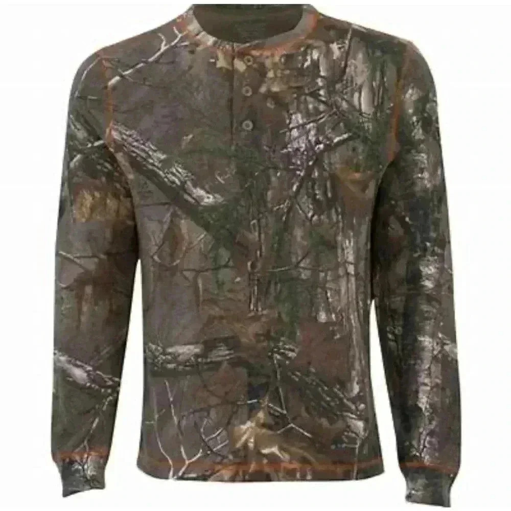🆕Thermal Henley Men's XL Realtree Xtra Camo Long Sleeve 3 Button